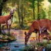 Deer in the forest drinking water Diamond Painting Kit - DIY