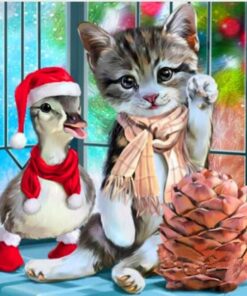 Christmas Cat And Duck Diamond Painting Kit - DIY